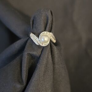 Sterling Silver Pearl Swirl Ring 925 Size 5